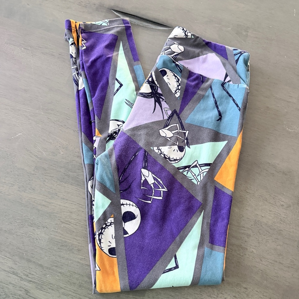 LuLaRoe Purple Teal Orange Geometric Leggings